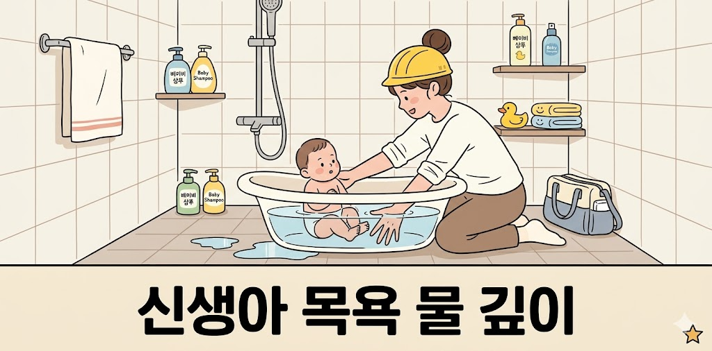 썸네일 신생아 목욕 물 깊이