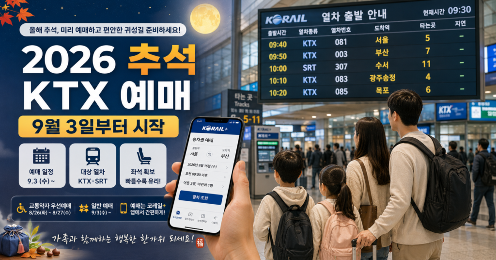 2026 추석 KTX 예매 날짜 시간 통합회원 예매방법