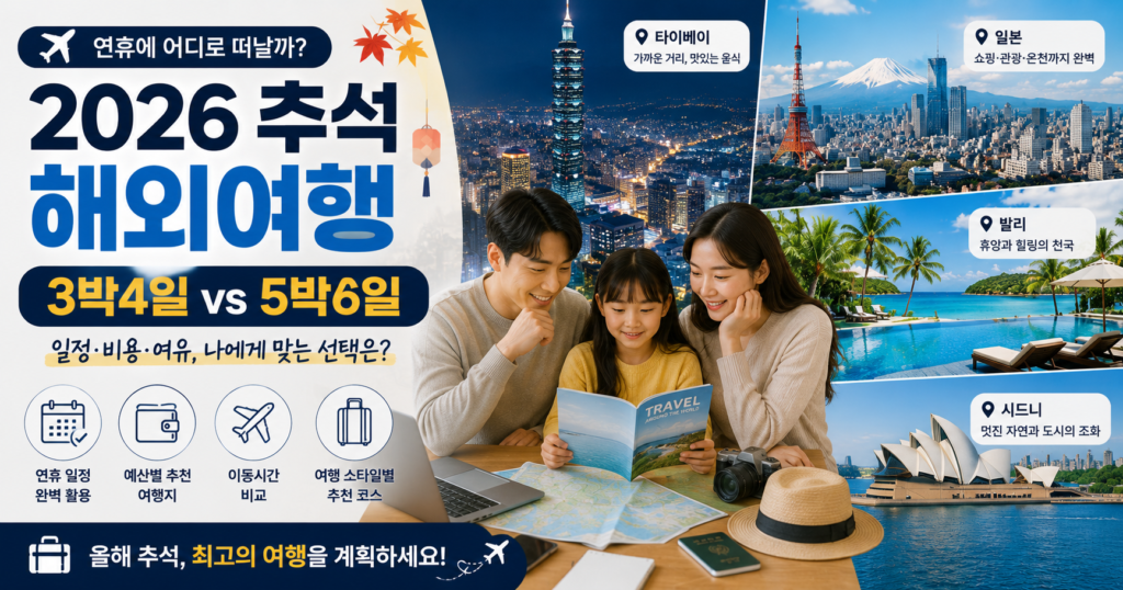 2026 추석 해외여행 3박4일 5박6일 여행지 추천