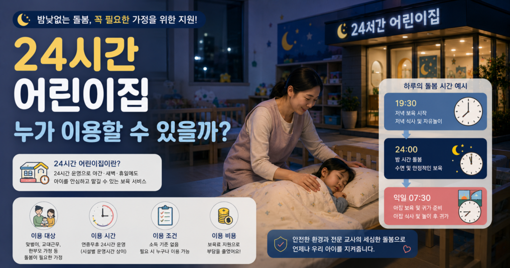 2026 24시간 어린이집 이용조건과 야간연장보육 차이
