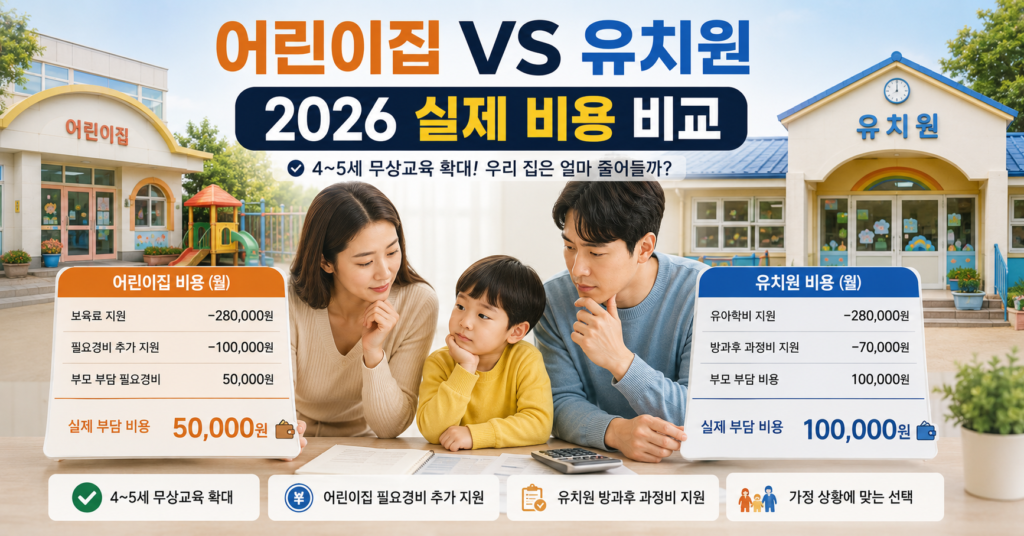 2026 어린이집 유치원 차이와 실제 비용 비교