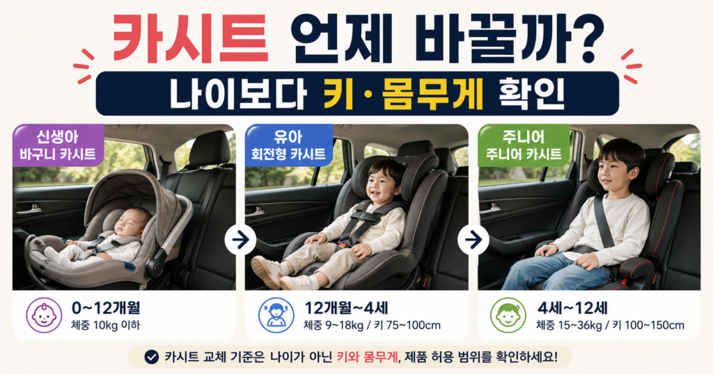 아기 카시트 교체시기 바구니 회전형 주니어 카시트