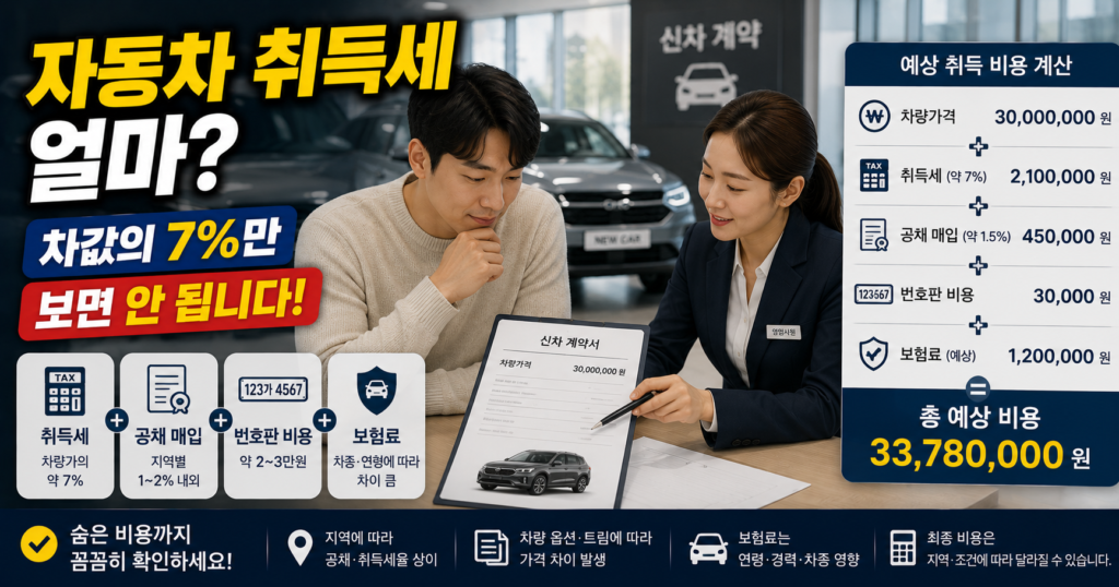자동차 취득세 신차 중고차 전기차 계산방법