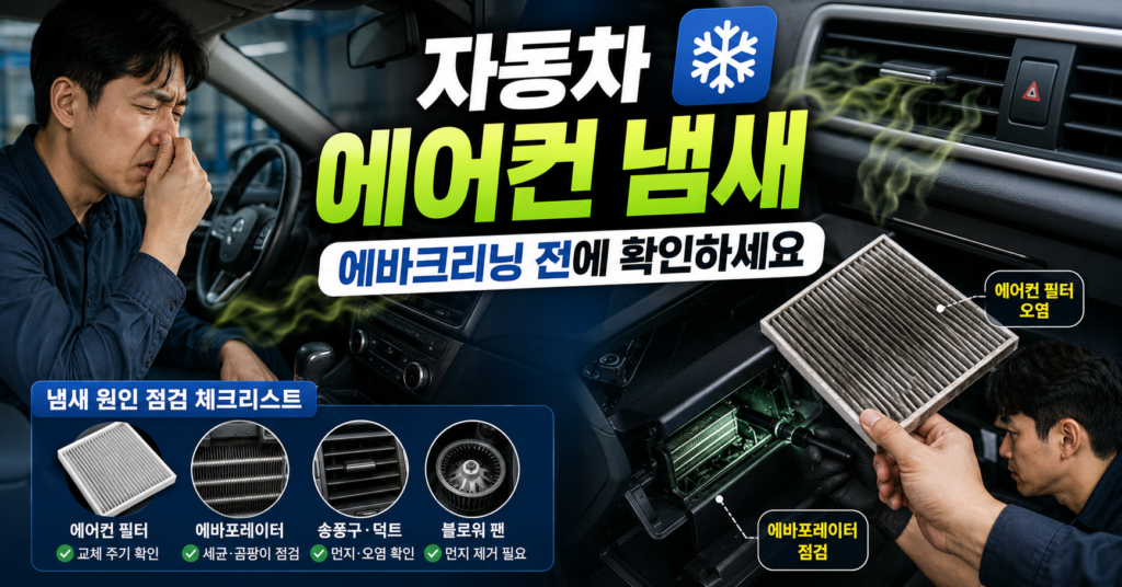 자동차 에어컨 냄새 원인과 에바크리닝 전 점검 방법