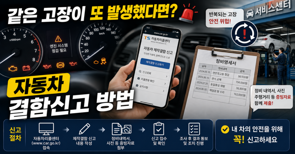 자동차 같은 고장 반복 시 제작결함 신고 방법