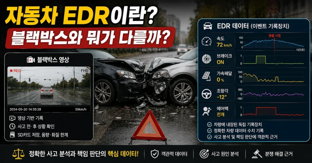 자동차 EDR 사고기록장치와 블랙박스 기록 정보 차이