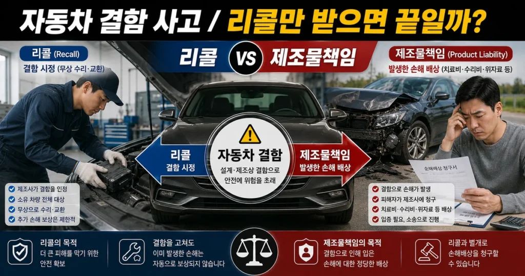 자동차 결함 사고 리콜과 제조물책임 손해배상 차이