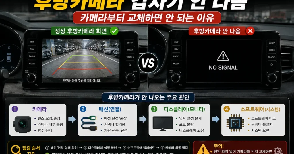 자동차 후방카메라 검은 화면 고장 원인과 점검 방법