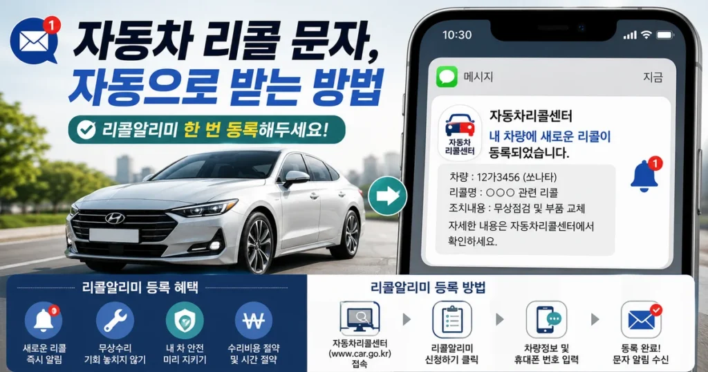 자동차 리콜알리미 SMS 자동 알림 신청 방법