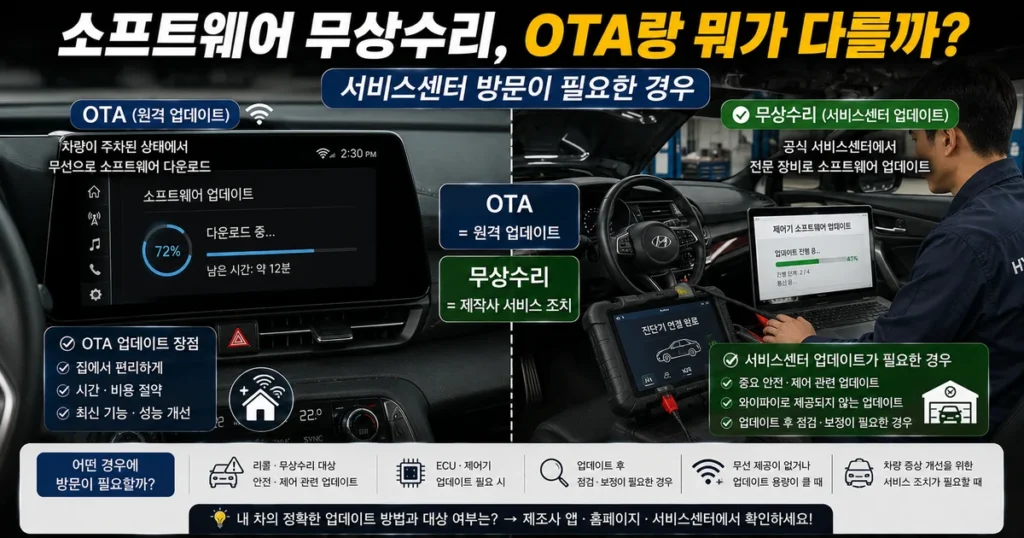 자동차 소프트웨어 무상수리와 OTA 원격 업데이트 차이