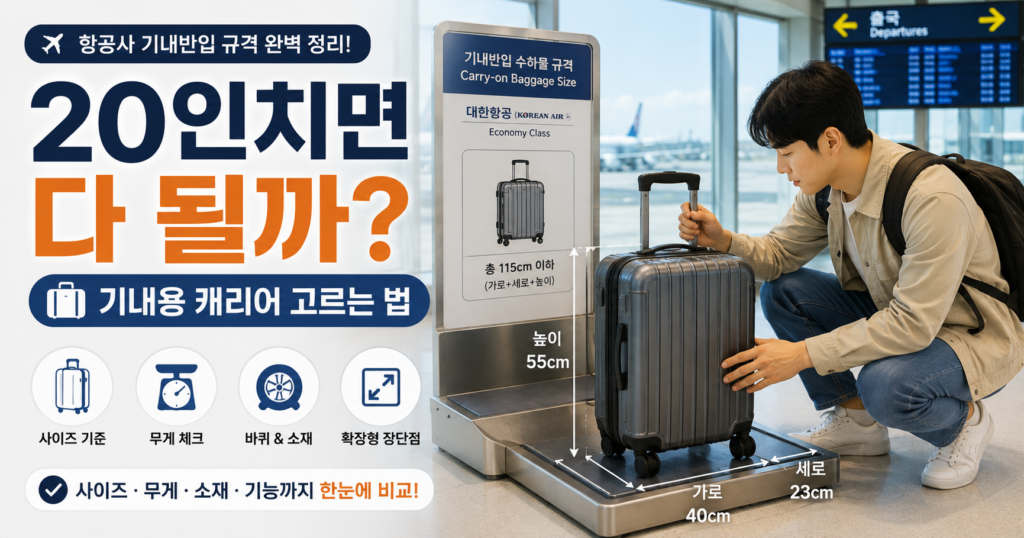 20인치 기내용 캐리어 항공사 기내반입 사이즈 확인