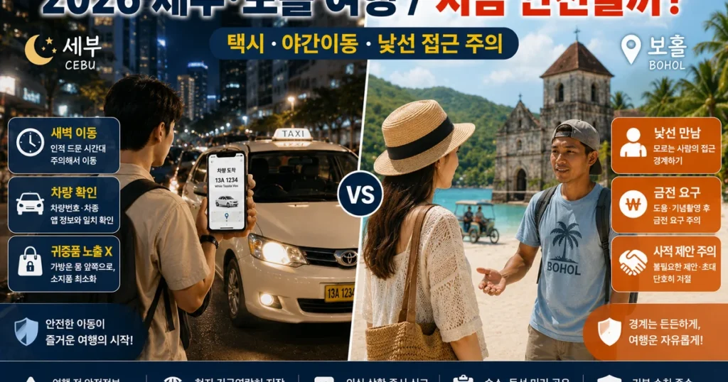 2026 세부 여행 안전 보홀 치안 필리핀 택시 강도 관광객 주의사항
