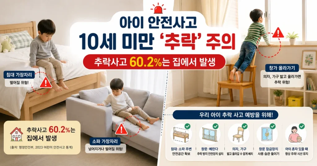 10세 미만 어린이 추락사고 침대 소파 계단 가정 내 안전사고 예방