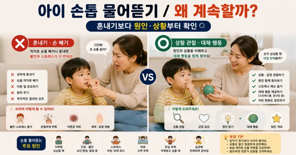 5세 아이 손톱 물어뜯기 습관의 원인과 혼내지 않고 대체 행동으로 줄이는 방법