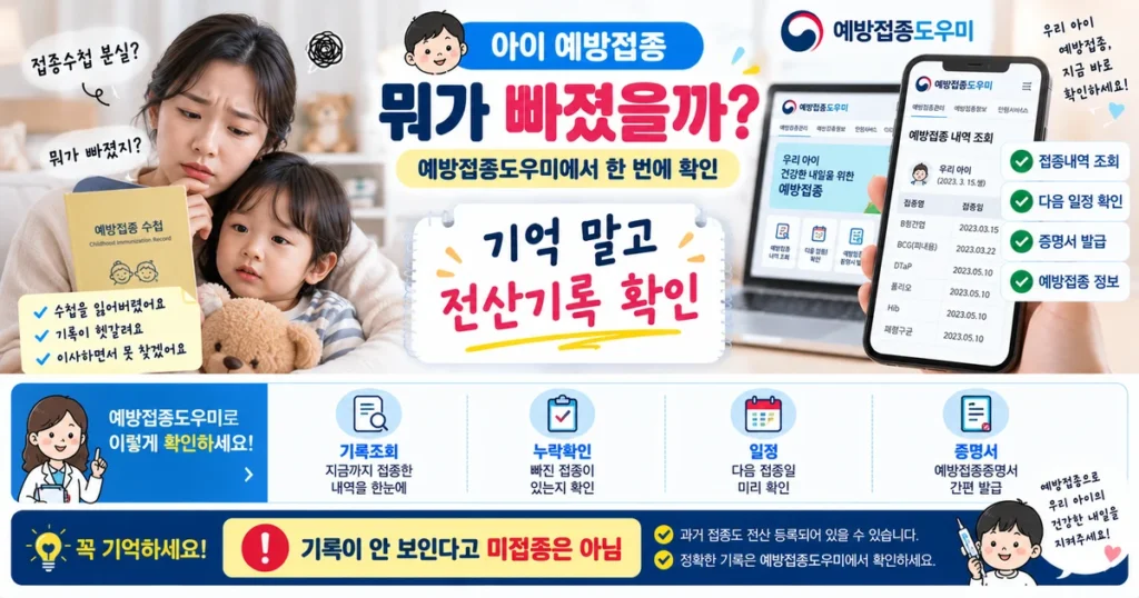 아이 예방접종 기록 조회 예방접종도우미 접종수첩 분실 증명서 발급