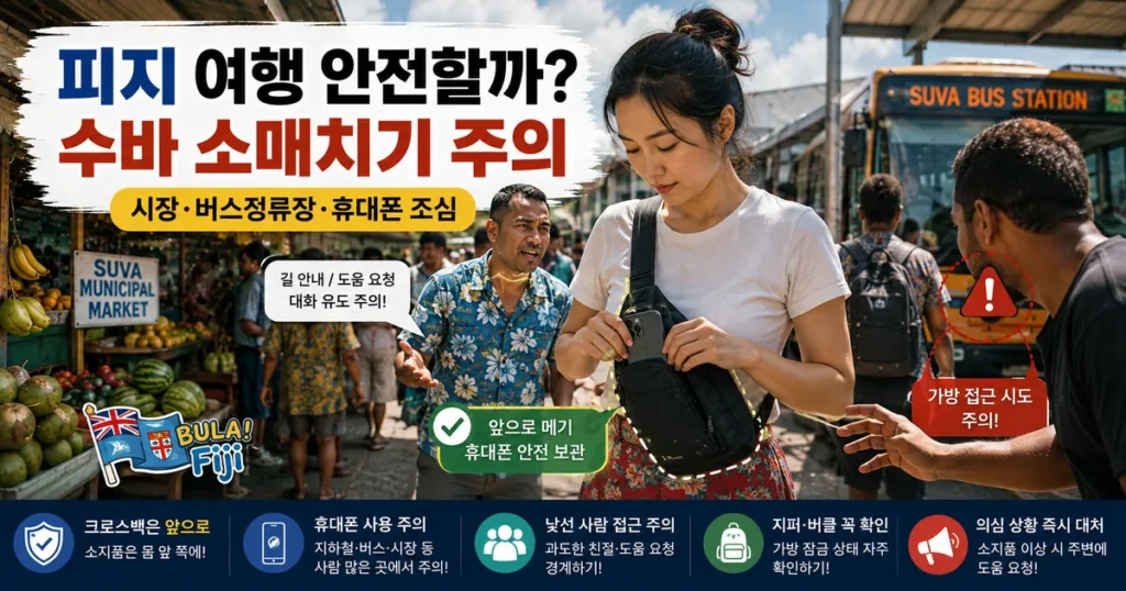 피지 여행 수바 소매치기 치안 시장 버스정류장 안전 주의사항