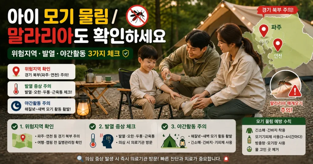 어린이 말라리아 경보와 파주 연천 캠핑 모기 예방수칙