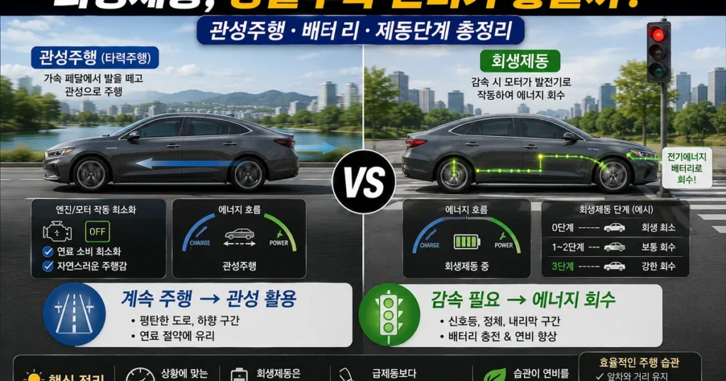 하이브리드 회생제동과 타력주행 연비 차이 설명