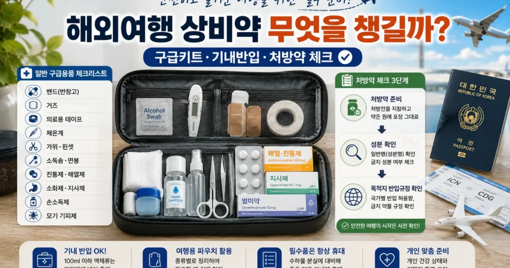해외여행 상비약 여행용 구급키트 기내반입 처방약 준비물