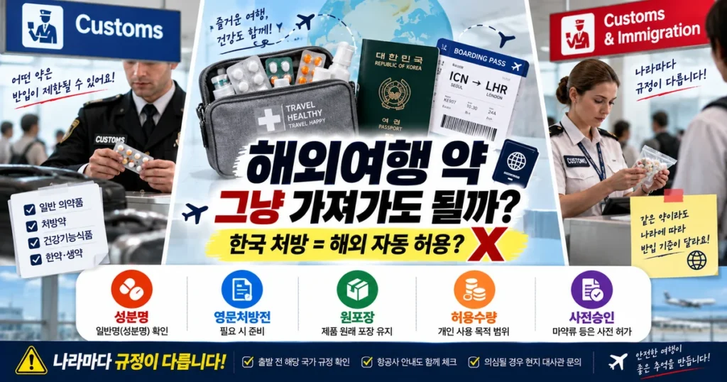 해외여행 의약품 감기약 처방약 영문처방전 국가별 반입규정 확인