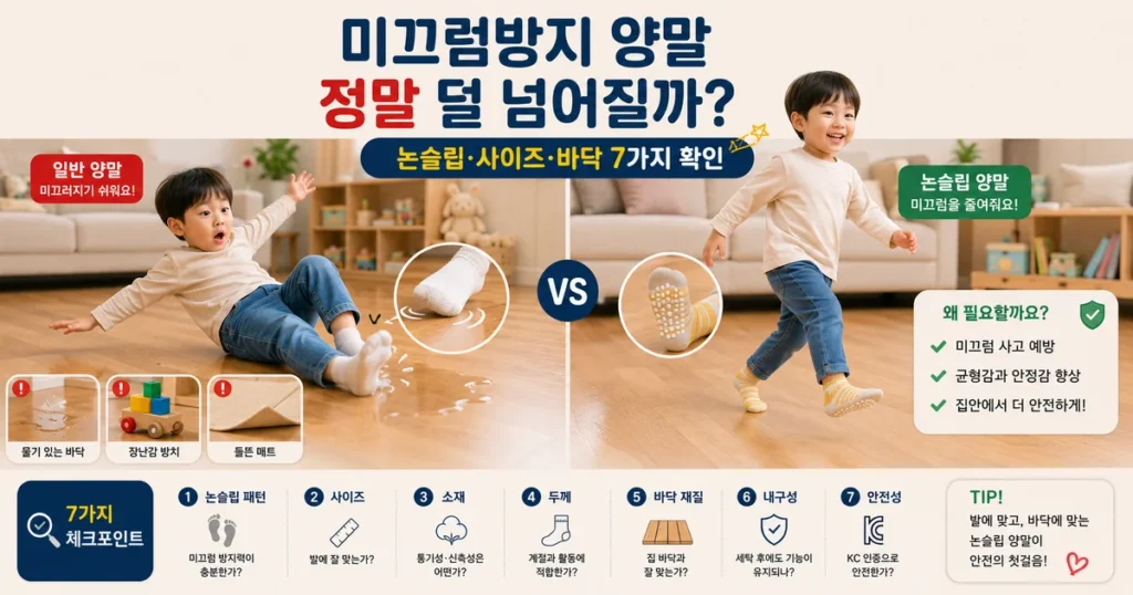 유아 미끄럼방지 양말과 집안 바닥 낙상 예방 체크포인트