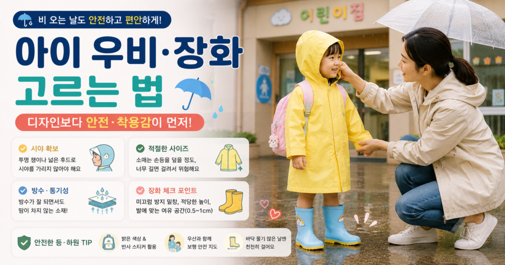 유아 우비 아기 장화 어린이집 등원용 고르는 법