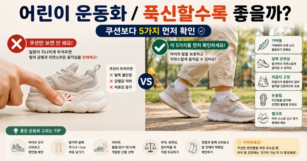 5세 어린이 운동화 쿠션 밑창 유연성 뒤꿈치 고정 벨크로 비교