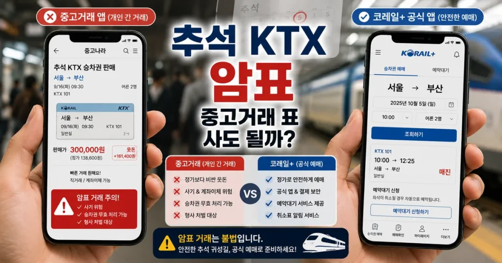 2026 추석 KTX 암표 중고거래 승차권 취소표 예약대기