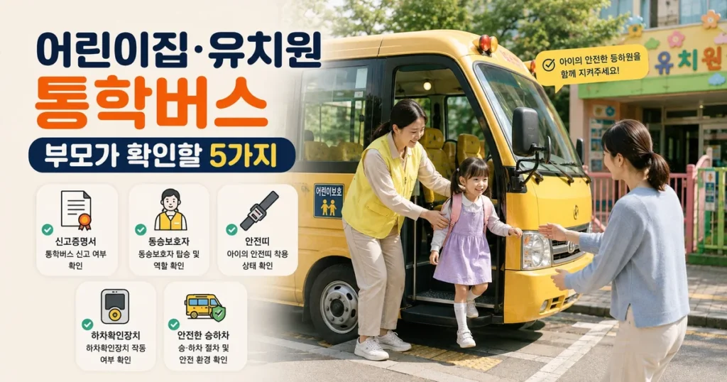 어린이집 유치원 어린이 통학버스 안전 확인 부모 체크리스트