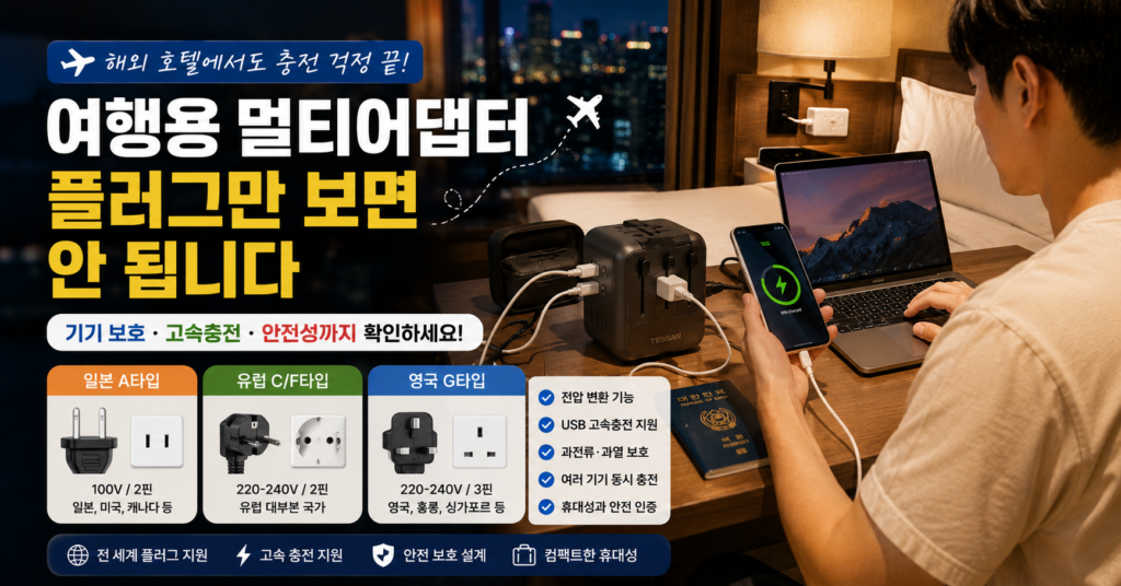 여행용 멀티어댑터 해외여행 플러그 전압 USB-C 확인법