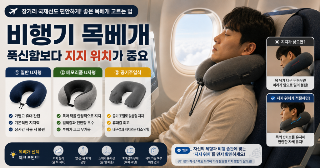 여행용 비행기 목베개 U자형 메모리폼 공기주입식 비교