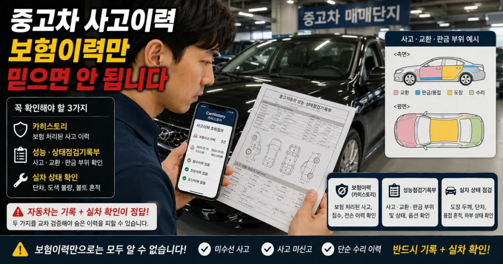 중고차 사고이력 카히스토리와 성능상태점검기록부 확인 방법