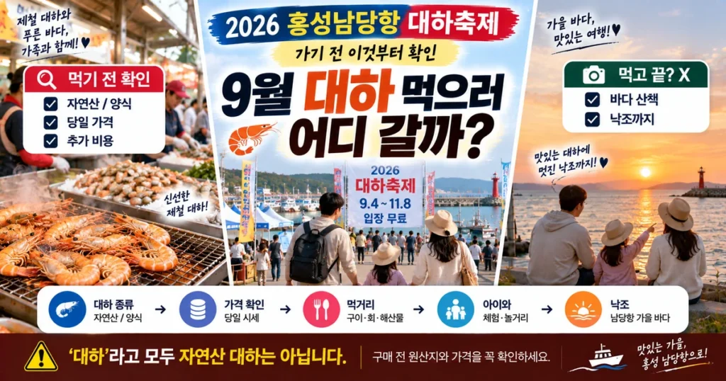 2026 홍성남당항 대하축제 대하 먹거리와 아이와 남당항 여행 체크포인트