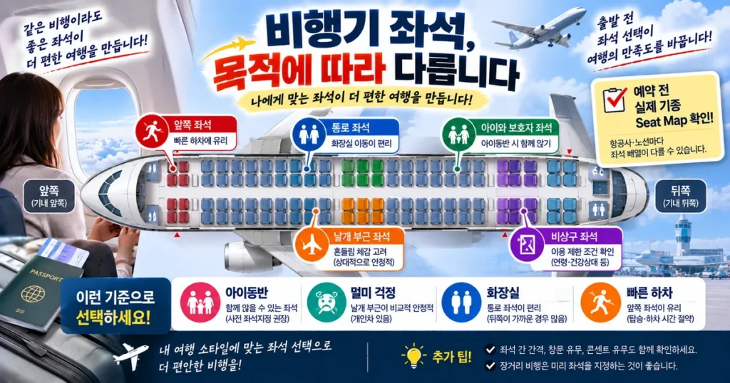 아이동반 멀미 화장실 접근에 따른 비행기 좌석 선택 비교