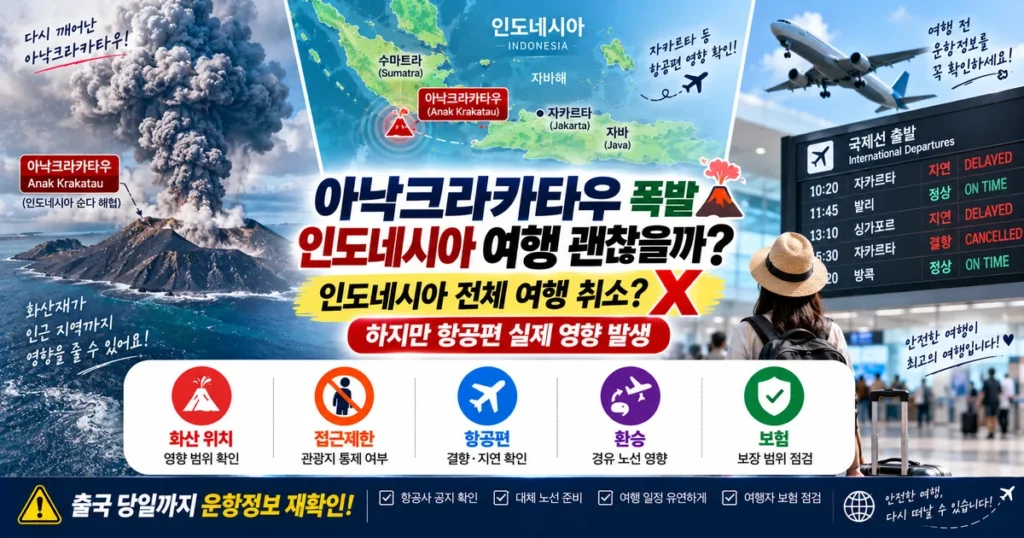 2026 아낙크라카타우 화산 폭발 인도네시아 여행 자카르타 항공편 화산재