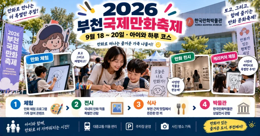부천국제만화축제에서 아이와 만화 체험과 전시를 즐기는 가족여행 안내 이미지