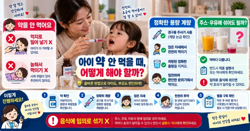 아이가 시럽약을 거부할 때 경구용 주사기로 안전하게 약을 먹이는 방법