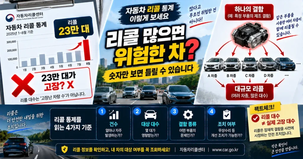 자동차 리콜 대상 대수와 실제 고장 건수가 다른 이유 및 리콜 통계 해석 방법