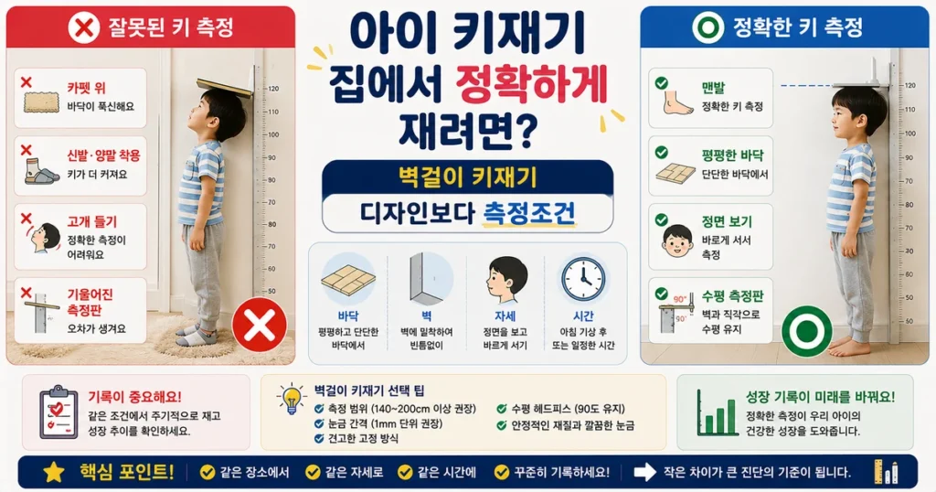 아이 키 집에서 정확하게 재는 방법과 벽걸이 어린이 키 측정기 사용법