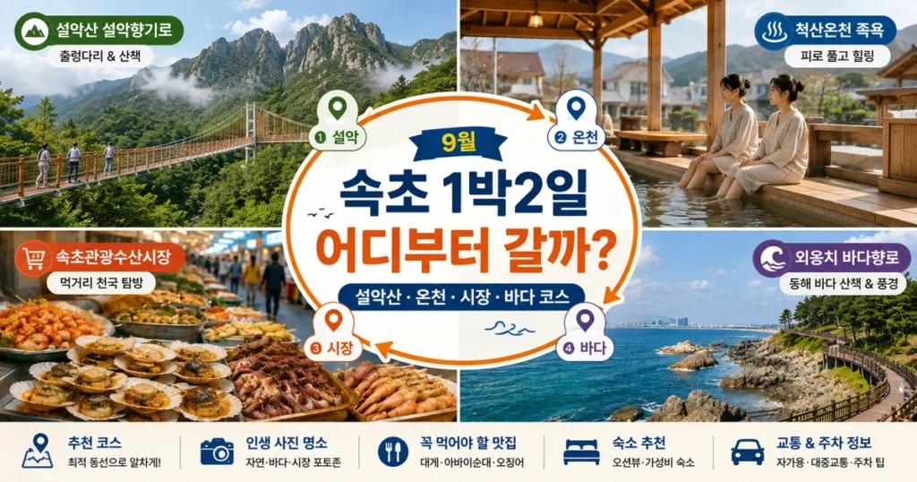 9월 속초 여행 설악산 설악향기로 척산온천 속초시장 1박2일 코스