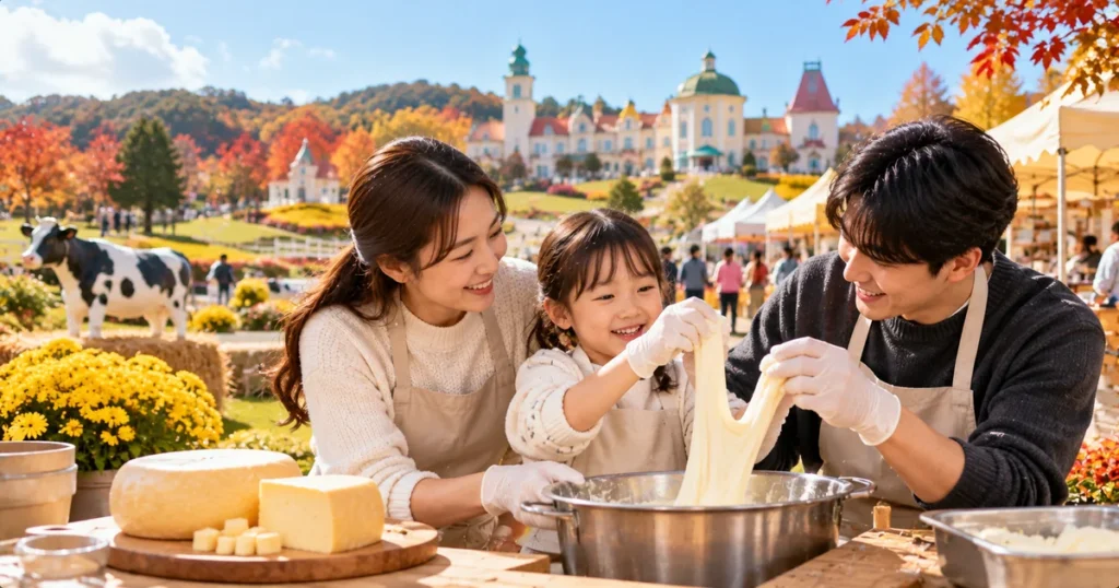2026 임실N치즈축제에서 부모와 아이가 치즈 체험을 즐기는 가족여행 모습
